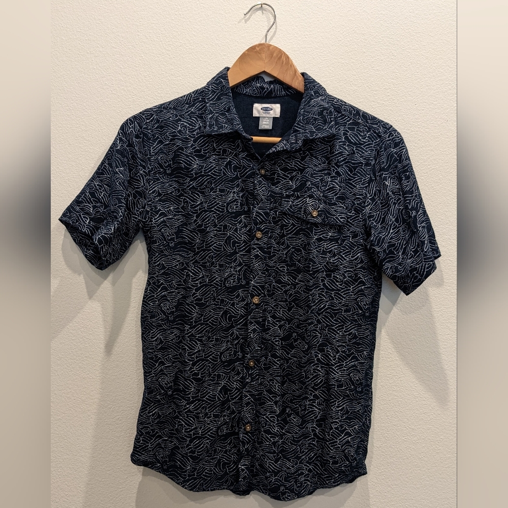 Old Navy linen blend boys size L (10/12) short sleeve button up
